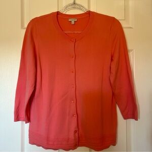 Talbots M peach sweater button down front 100% cotton knit